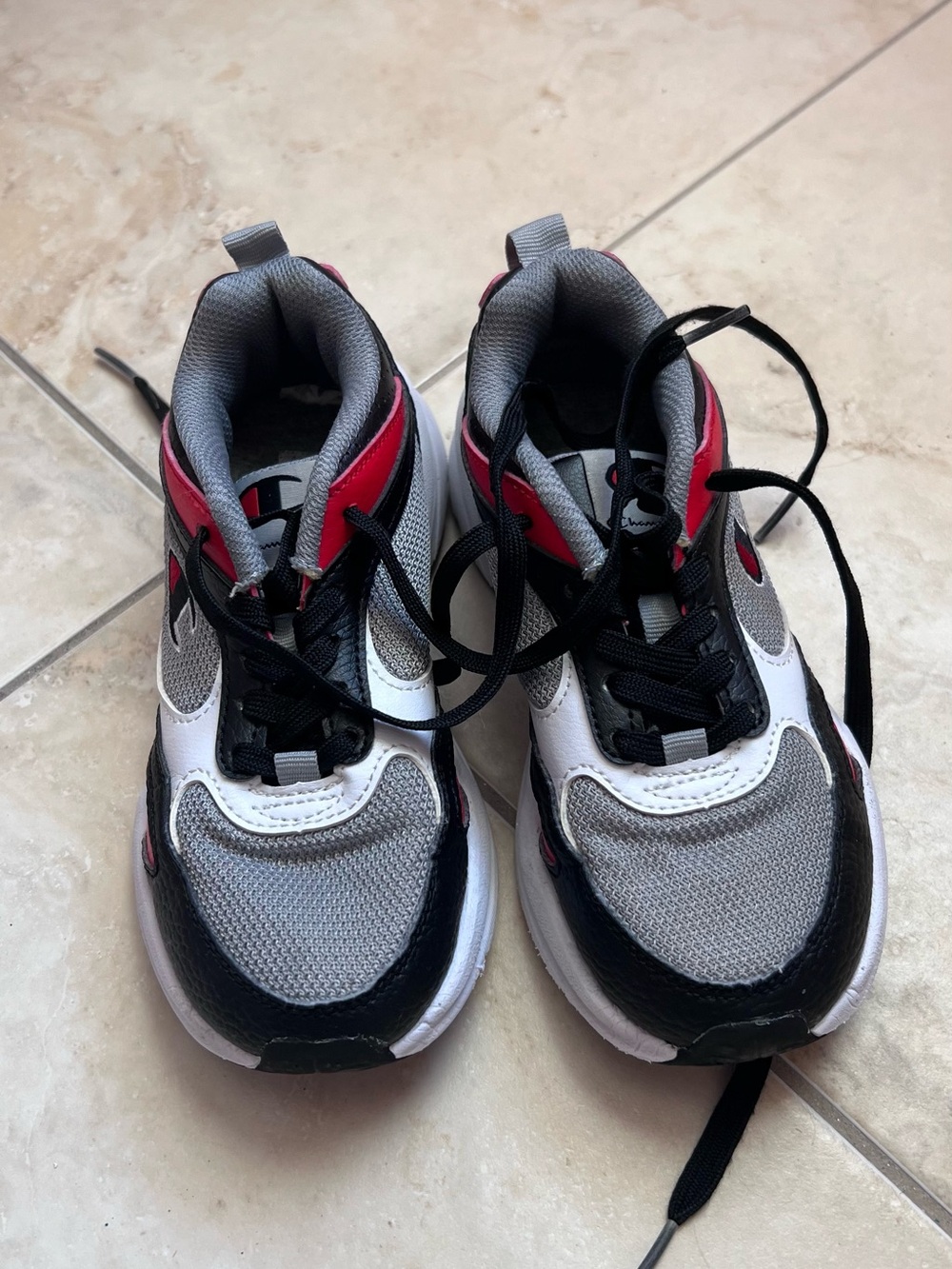Champion Kids Retro Chunky Sneakers Y2K Black Red Gray Size 13